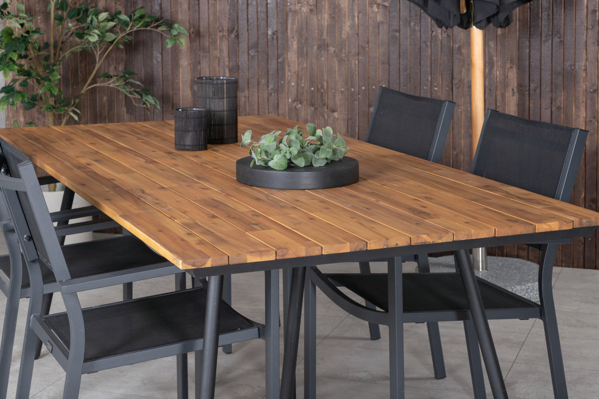 Venture Design Chan & Copacabana Matbord 200x100 + Matstolar Svart