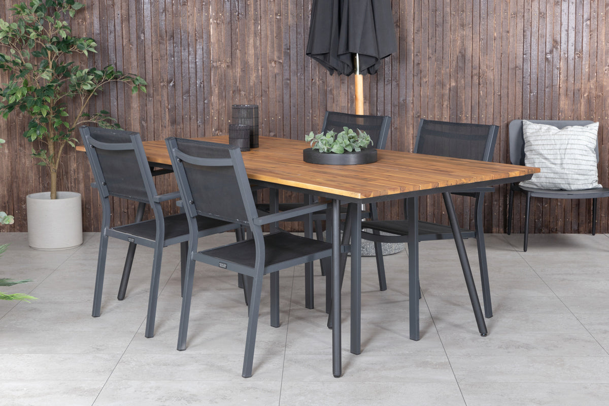 Venture Design Chan & Copacabana Matbord 200x100 + Matstolar Svart