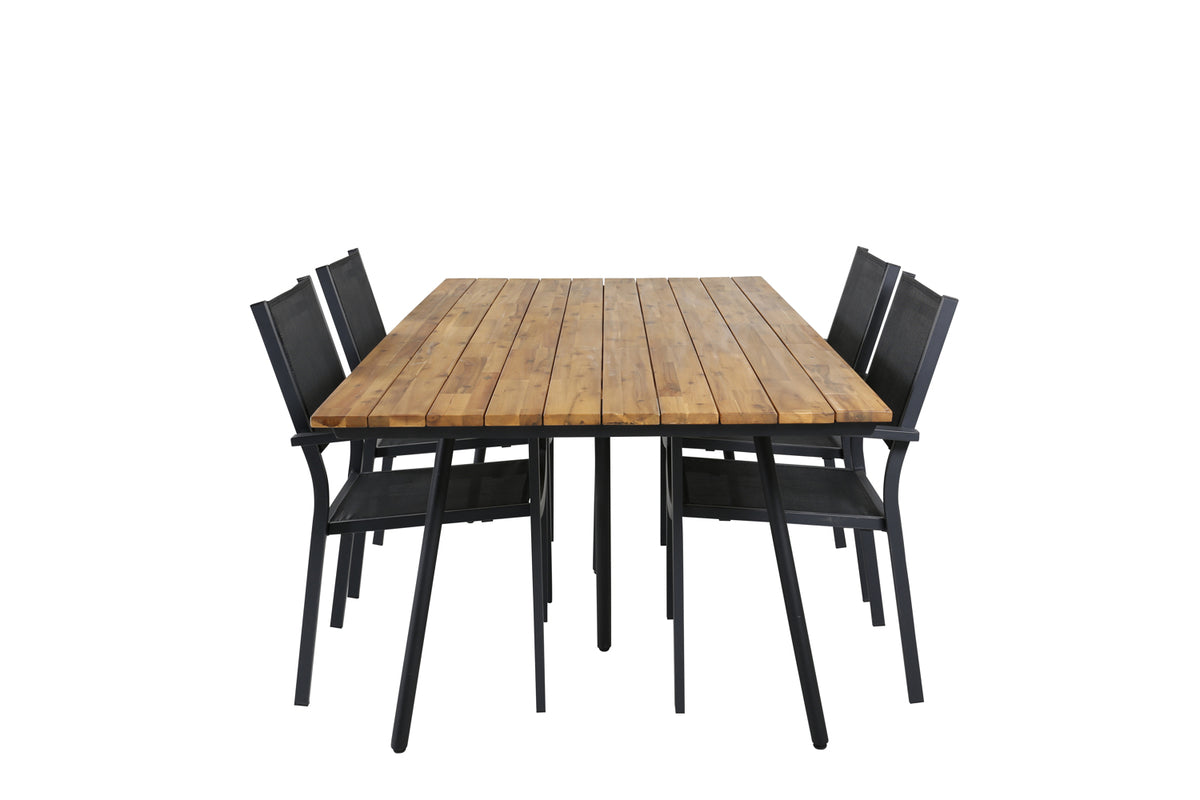Venture Design Chan & Copacabana Matbord 200x100 + Matstolar Svart