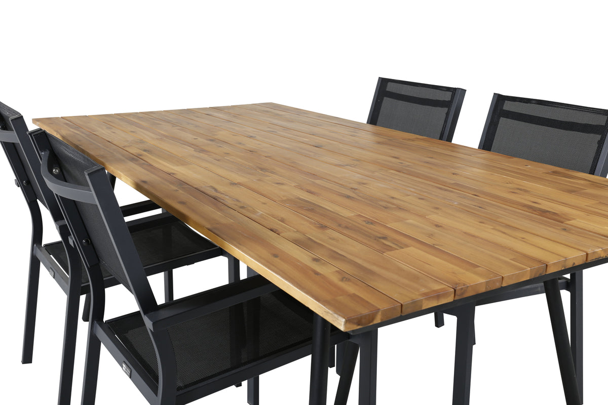 Venture Design Chan & Copacabana Matbord 200x100 + Matstolar Svart