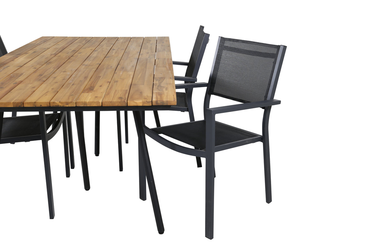 Venture Design Chan & Copacabana Matbord 200x100 + Matstolar Svart