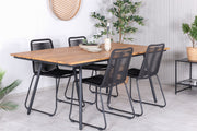 Venture Design Chan & Lindos Rektangulära Matbord 200 x 100 Natur + Matstolar 2-pack Svart