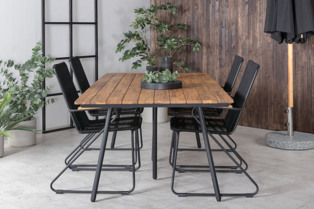 Venture Design Chan & Bois Rektangulära Matbord 200x100 Natur + Matstolar Svart