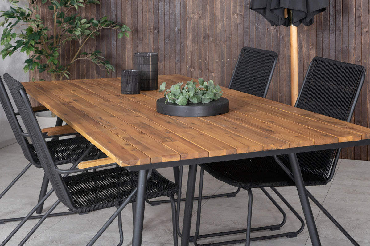 Venture Design Chan & Bois Rektangulära Matbord 200x100 Natur + Matstolar Svart