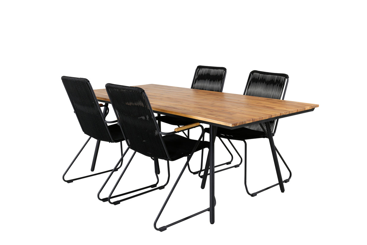 Venture Design Chan & Bois Rektangulära Matbord 200x100 Natur + Matstolar Svart