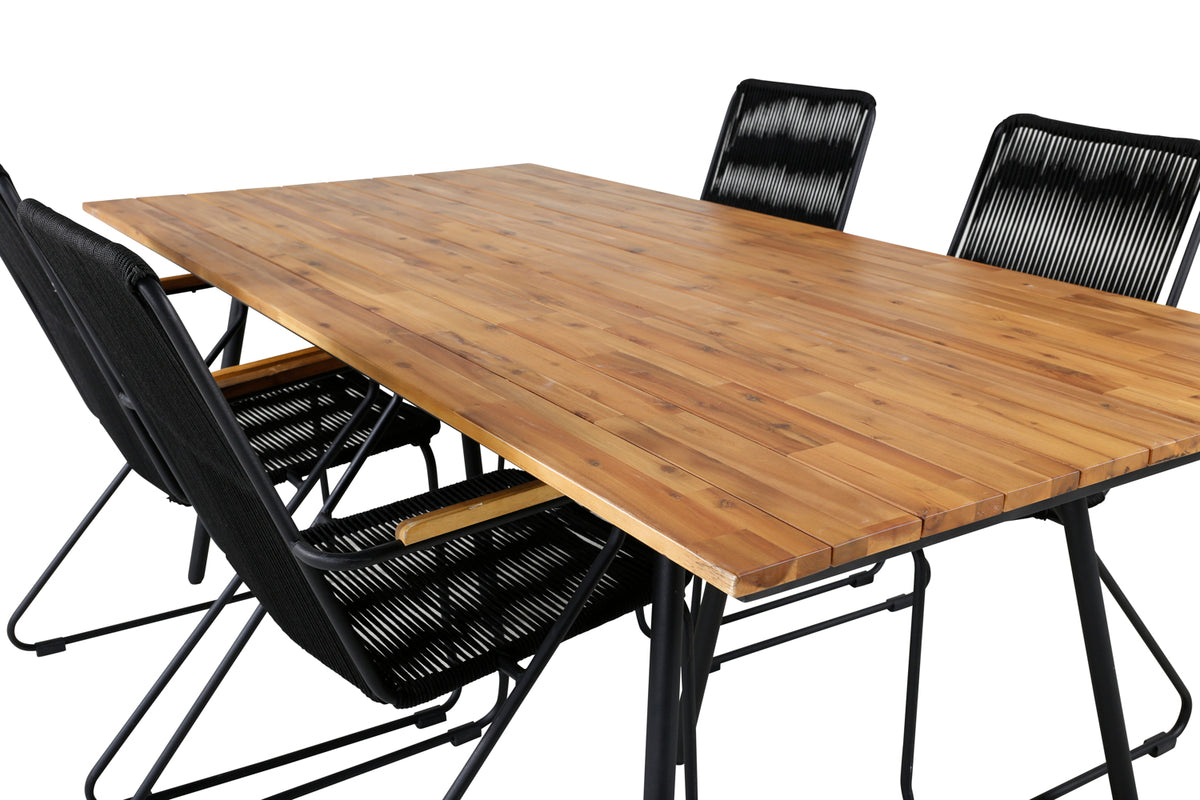 Venture Design Chan & Bois Rektangulära Matbord 200x100 Natur + Matstolar Svart