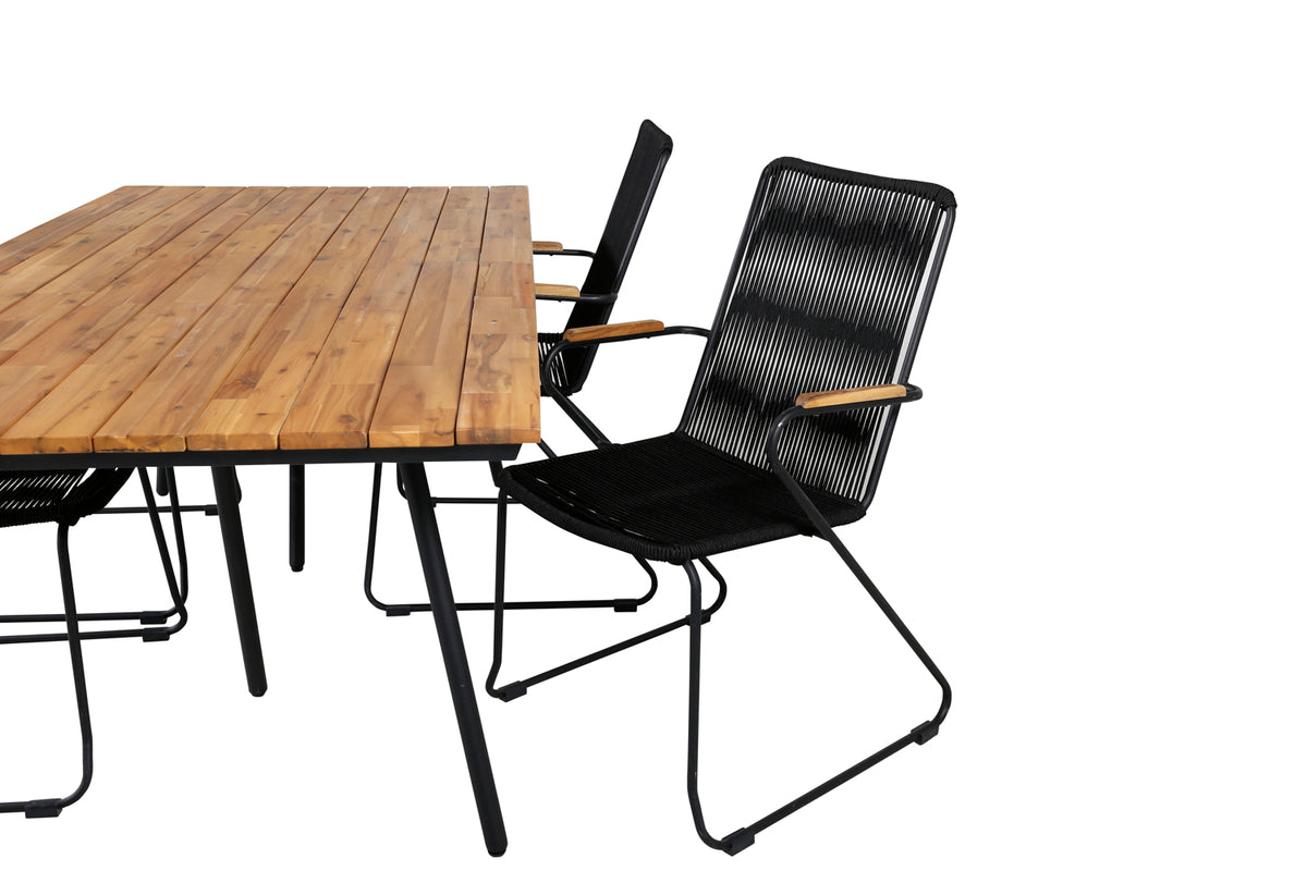 Venture Design Chan & Bois Rektangulära Matbord 200x100 Natur + Matstolar Svart