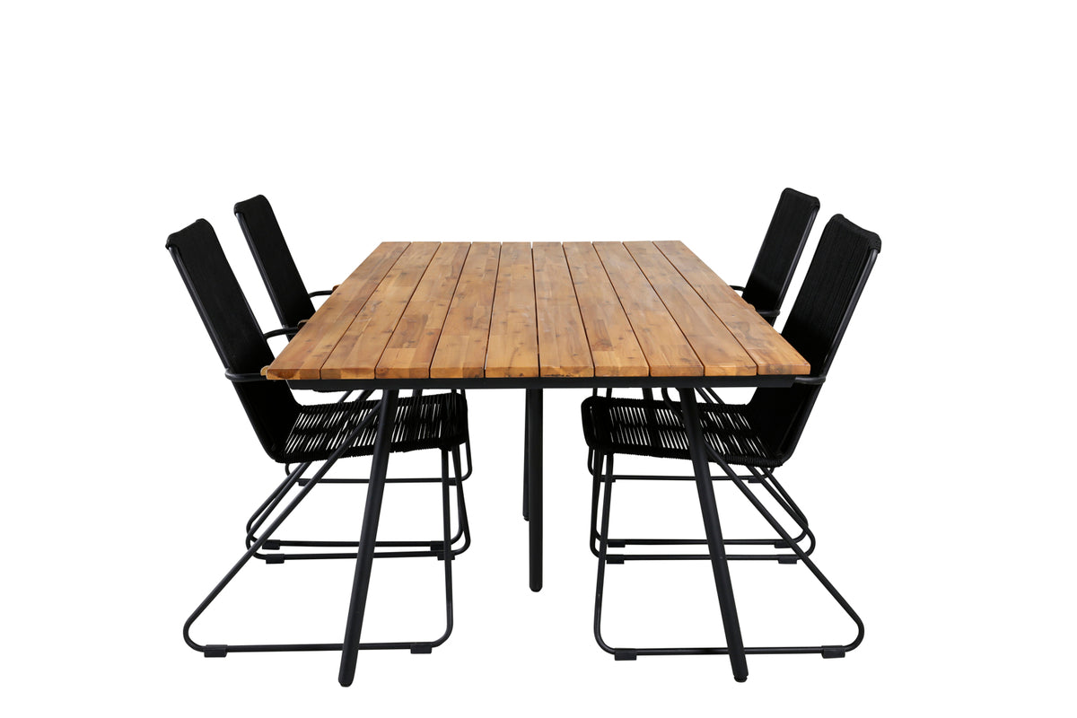 Venture Design Chan & Bois Rektangulära Matbord 200x100 Natur + Matstolar Svart