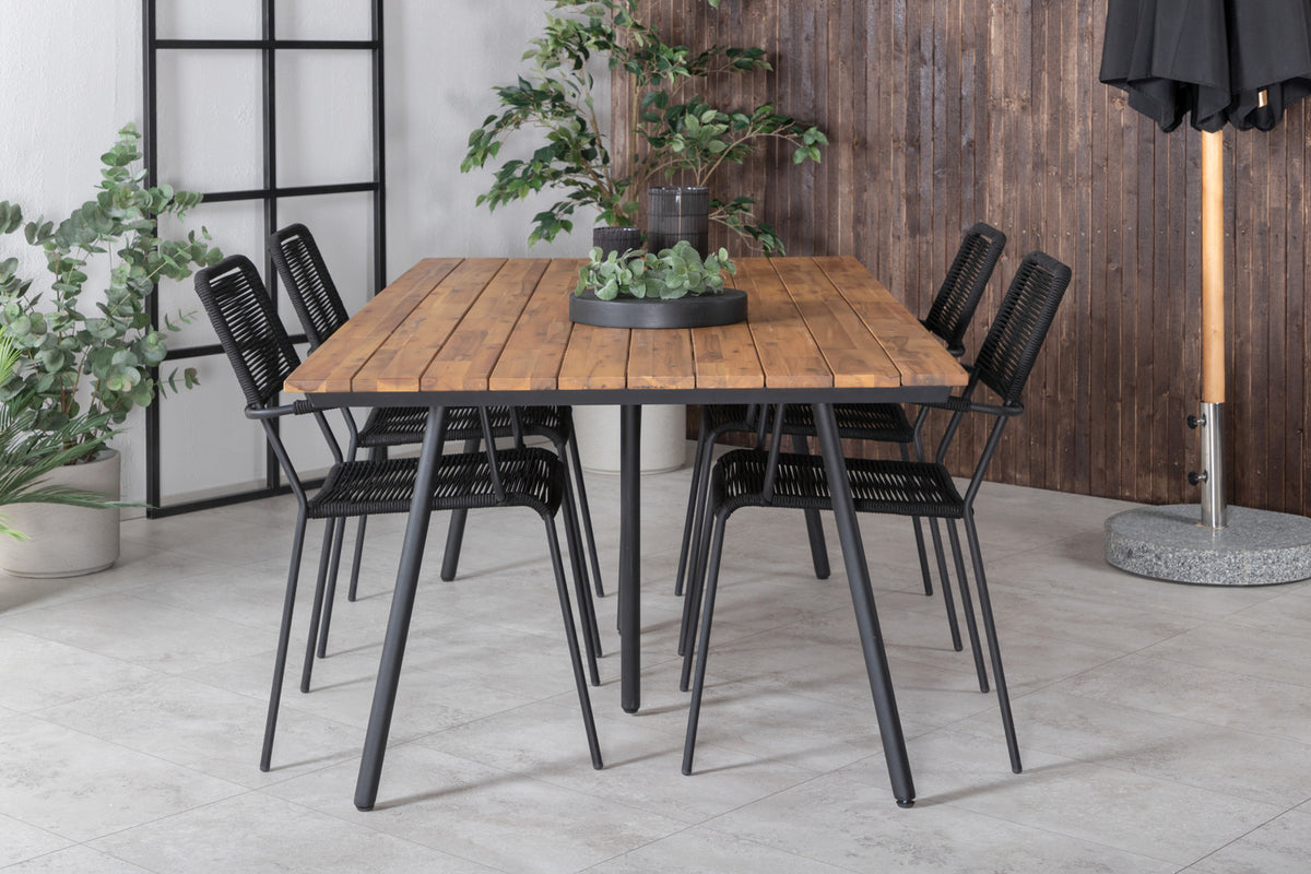 Venture Design Chan & Lindos Matbord 200x100 + Matstolar Svart