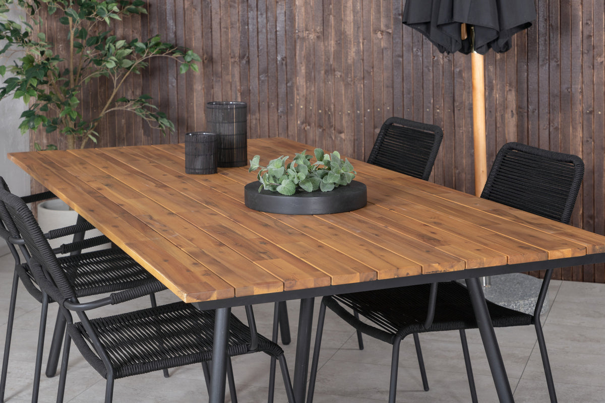 Venture Design Chan & Lindos Matbord 200x100 + Matstolar Svart