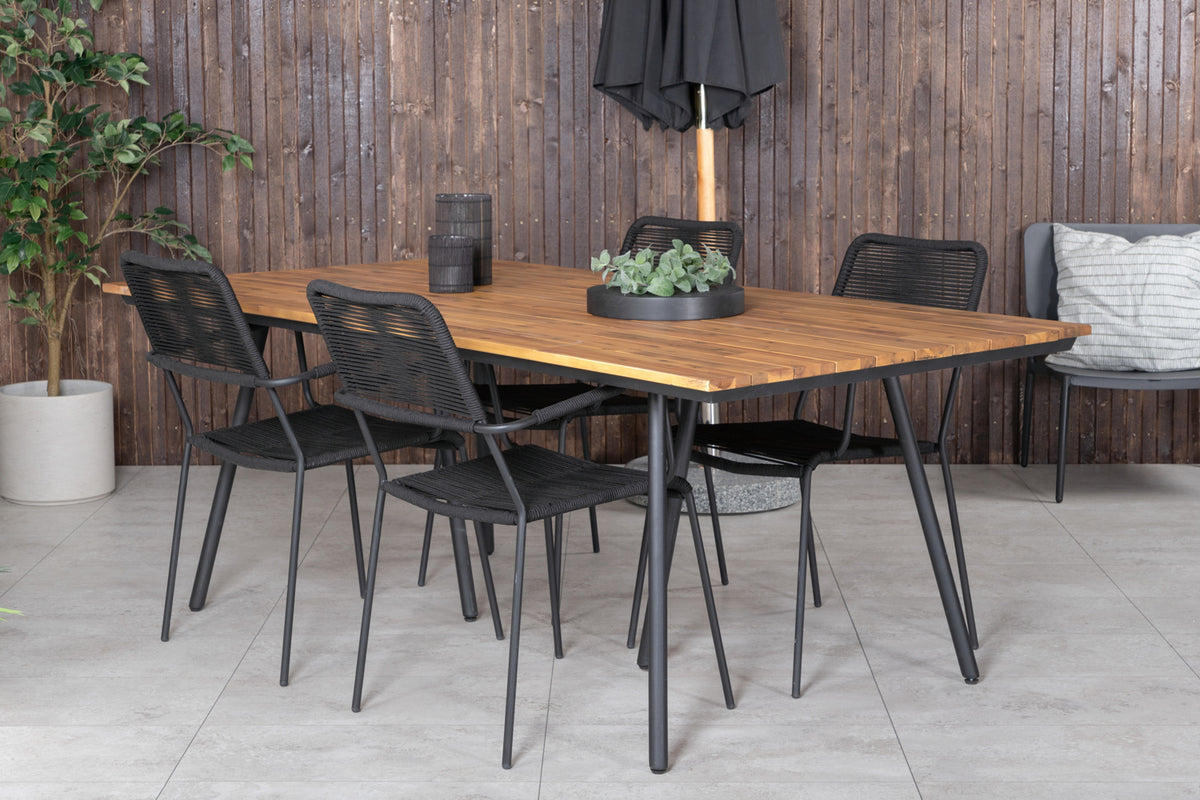 Venture Design Chan & Lindos Matbord 200x100 + Matstolar Svart
