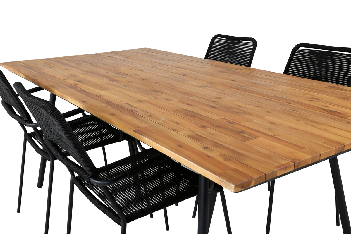 Venture Design Chan & Lindos Matbord 200x100 + Matstolar Svart