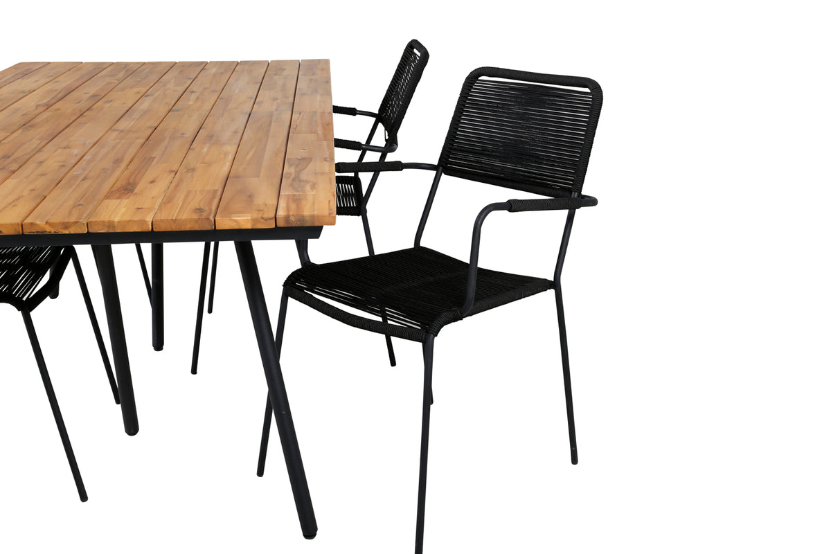 Venture Design Chan & Lindos Matbord 200x100 + Matstolar Svart