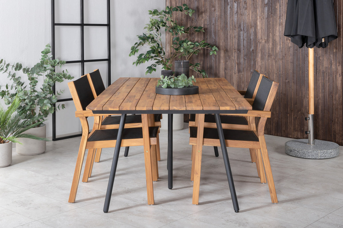 Venture Design Venice & Chan Matstolar 2-pack Natur + Rektangulära Matbord 200 x 100 Natur