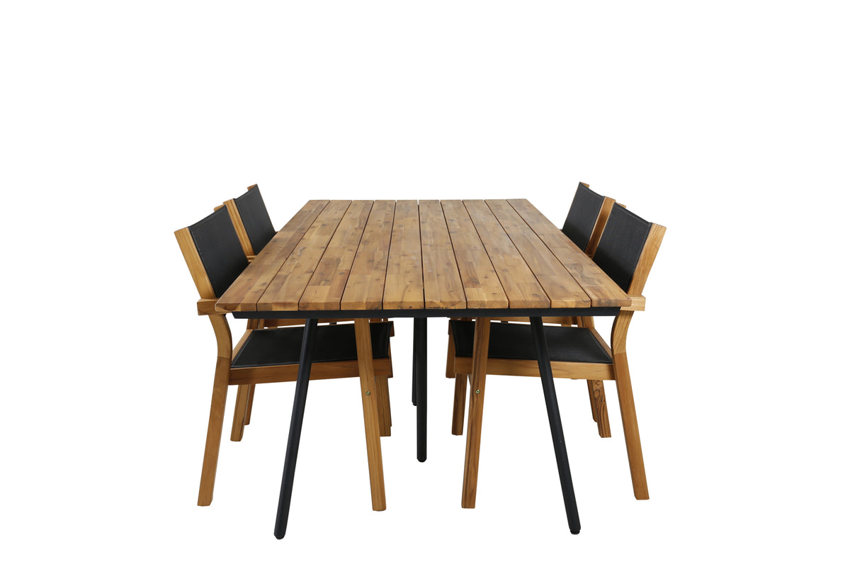 Venture Design Venice & Chan Matstolar 2-pack Natur + Rektangulära Matbord 200 x 100 Natur
