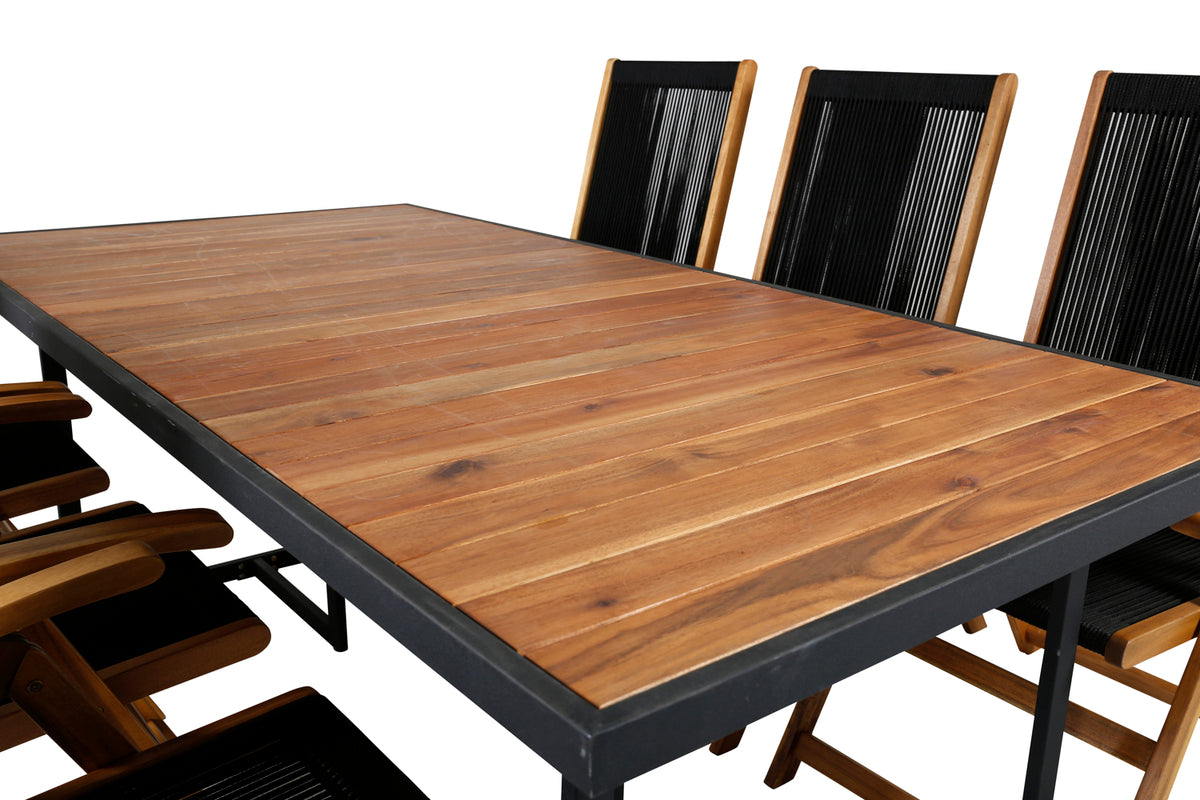 Venture Design Little John & Khung Matstolar 2-pack Svart + Rektangulära Matbord 200 x 100 Natur