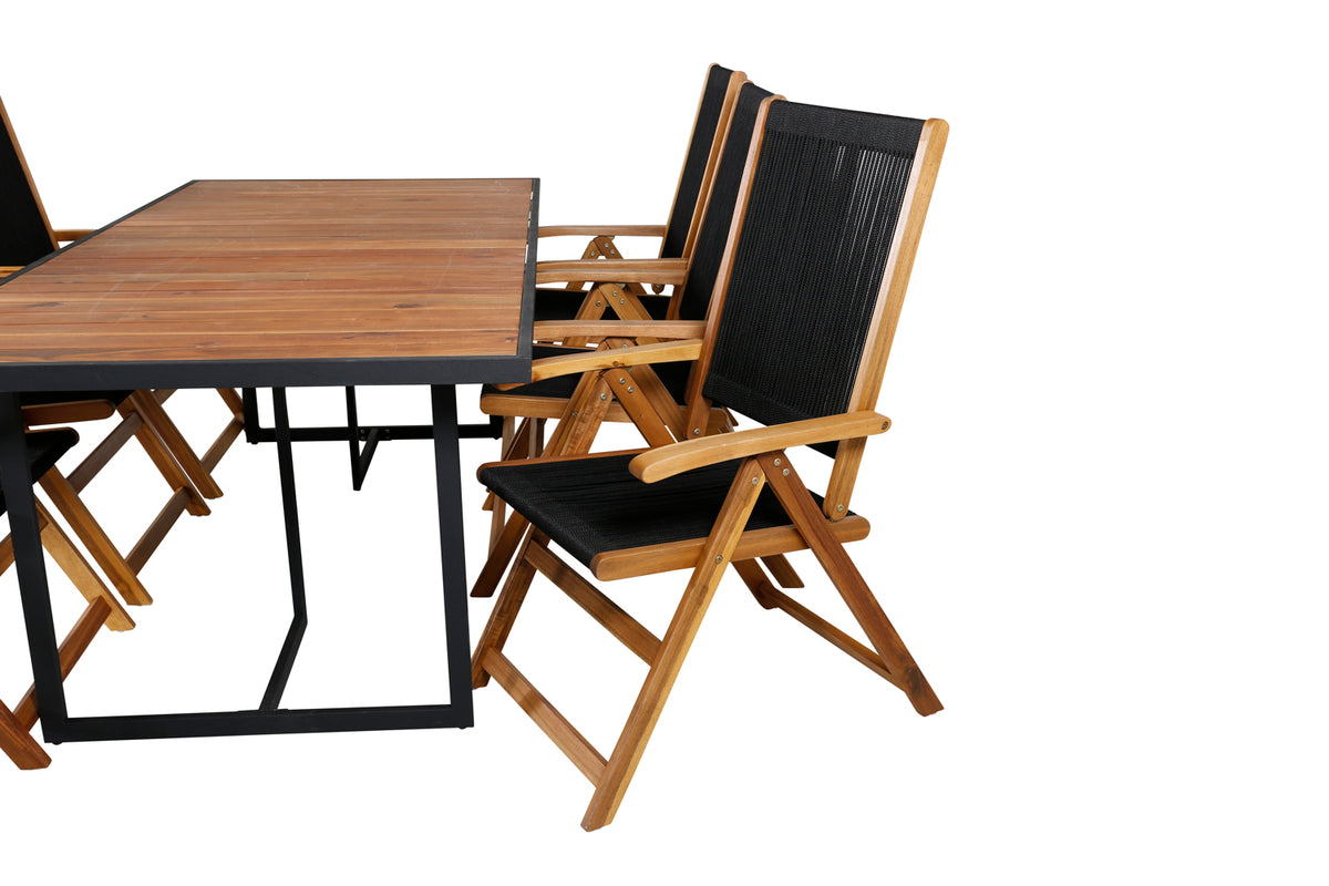 Venture Design Little John & Khung Matstolar 2-pack Svart + Rektangulära Matbord 200 x 100 Natur