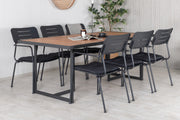 Venture Design Nicke & Khung Matstolar 2-pack Svart + Rektangulära Matbord 200 x 100 Natur