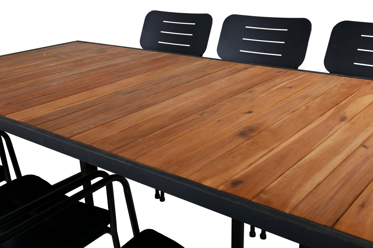 Venture Design Nicke & Khung Matstolar 2-pack Svart + Rektangulära Matbord 200 x 100 Natur