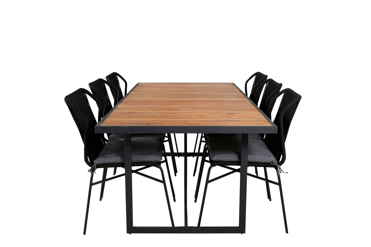 Venture Design Julian & Khung Matstolar Svart + Matbord 200x100
