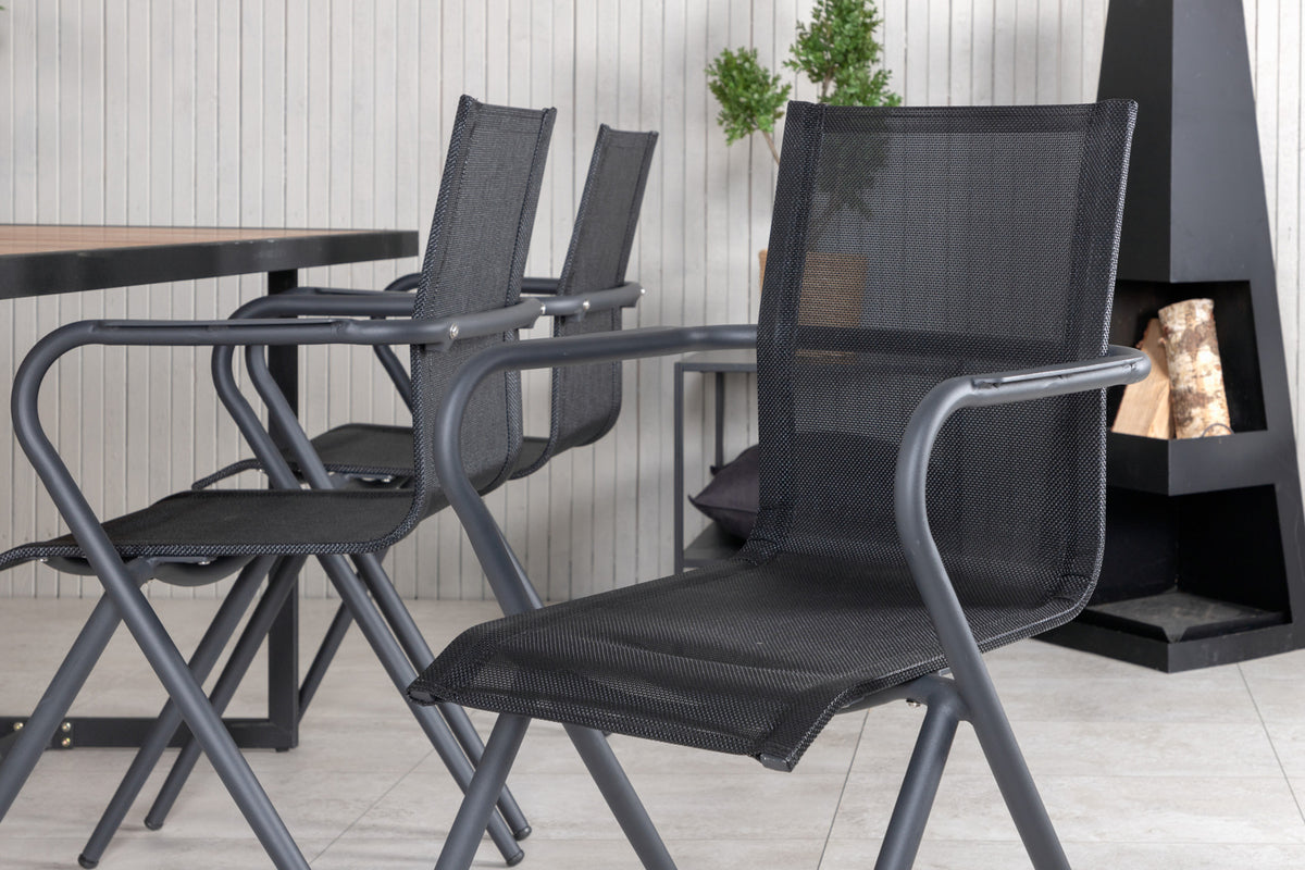 Venture Design Khung & Alina Rektangulära Matbord 75 x 200 x 100 Natur + Matstolar 6-pack Svart