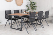 Venture Design Khung & Alina Rektangulära Matbord 75 x 200 x 100 Natur + Matstolar 6-pack Svart