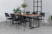 Venture Design Khung & Lindos Rektangulära Matbord 75 x 200 x 100 Natur + Matstolar 2-pack Svart