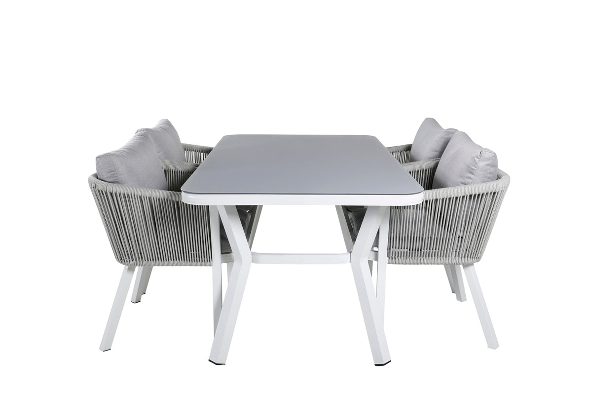 Venture Design Virya Rektangulära Matbord 74 x 160 x 90 Grå + Matstolar 2-pack Grå