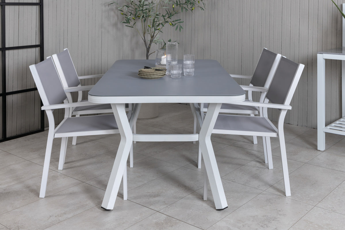 Venture Design Virya & Copacabana Rektangulära Matbord 160 x 90 Grå + Matstolar