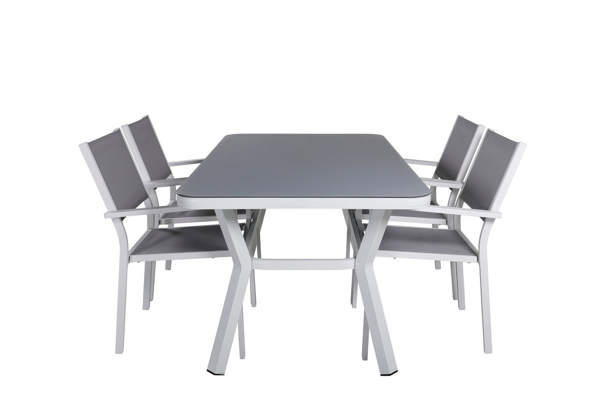 Venture Design Virya & Copacabana Rektangulära Matbord 160 x 90 Grå + Matstolar