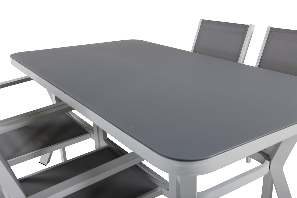 Venture Design Virya & Copacabana Rektangulära Matbord 160 x 90 Grå + Matstolar