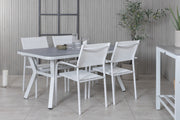 Venture Design Virya & Santorini Matbord 160 x 90 + Matstolar Vit