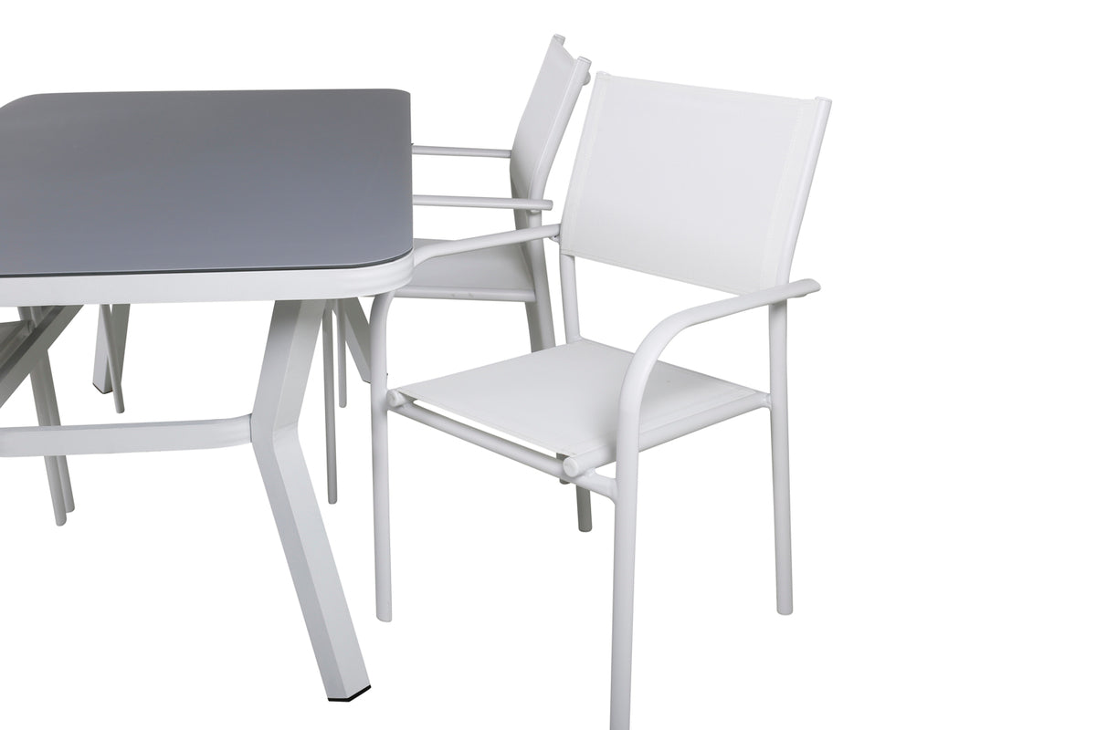 Venture Design Virya & Santorini Matbord 160 x 90 + Matstolar Vit