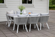 Venture Design Virya Rektangulära Matbord 74 x 200 x 100 Vit + Matstolar 2-pack Grå