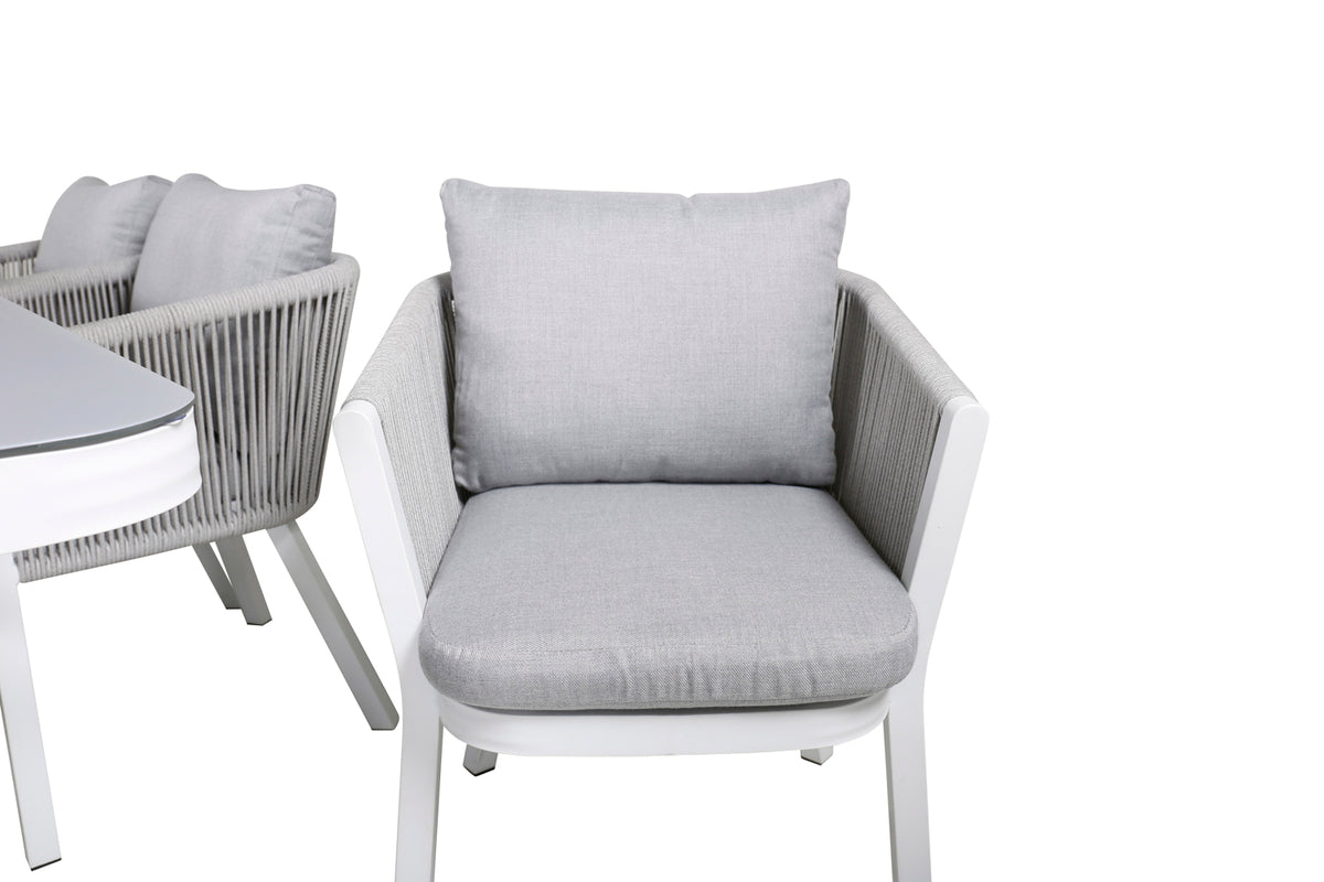 Venture Design Virya Rektangulära Matbord 74 x 200 x 100 Vit + Matstolar 2-pack Grå