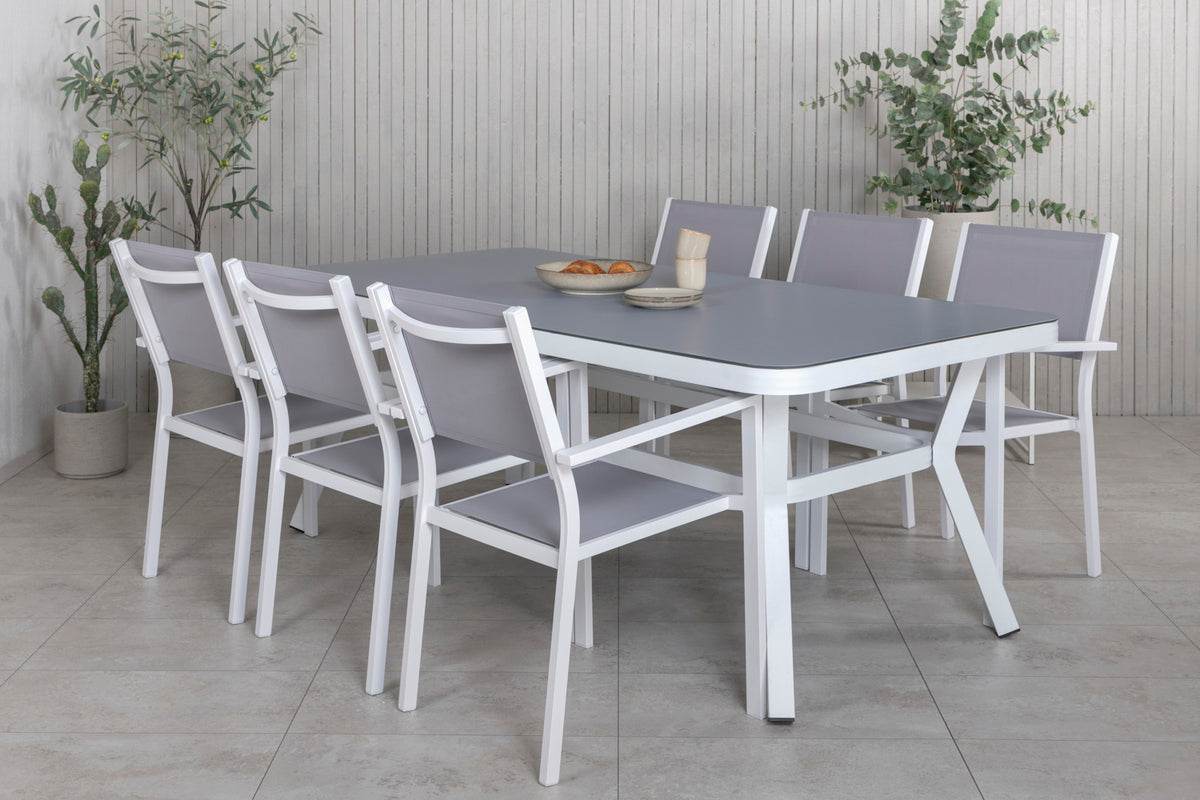 Venture Design Virya & Copacabana Rektangulära Matbord 200 x 100 Vit + Matstolar