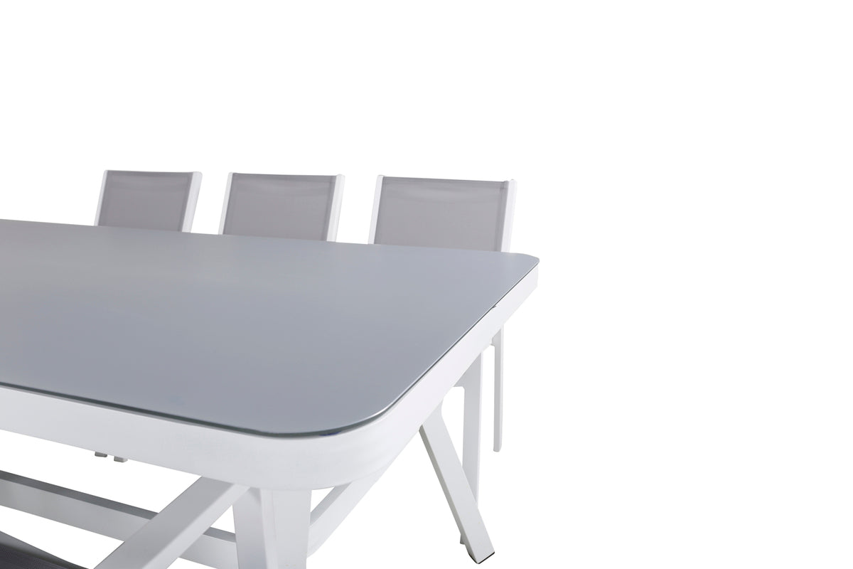 Venture Design Virya & Copacabana Rektangulära Matbord 200 x 100 Vit + Matstolar