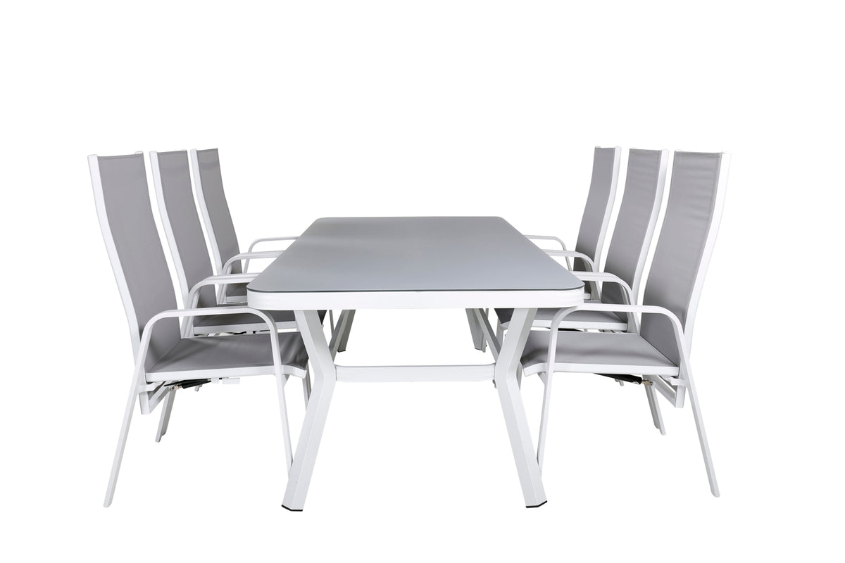 Venture Design Virya & Copacabana Matbord 200x100 + Reclinerstolar Grå