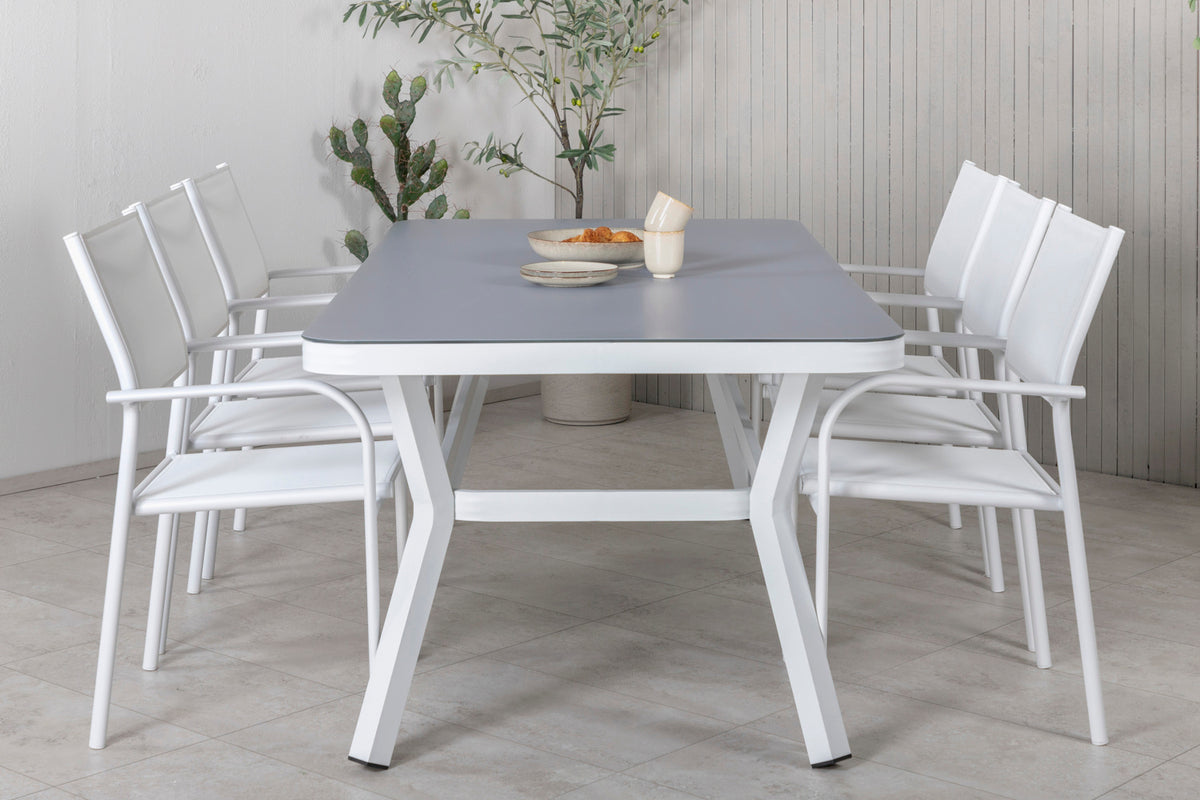 Venture Design Venture Home Virya & Santorini Matbord 200x100 + Matstolar Vit