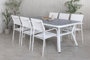 Venture Design Venture Home Virya & Santorini Matbord 200x100 + Matstolar Vit