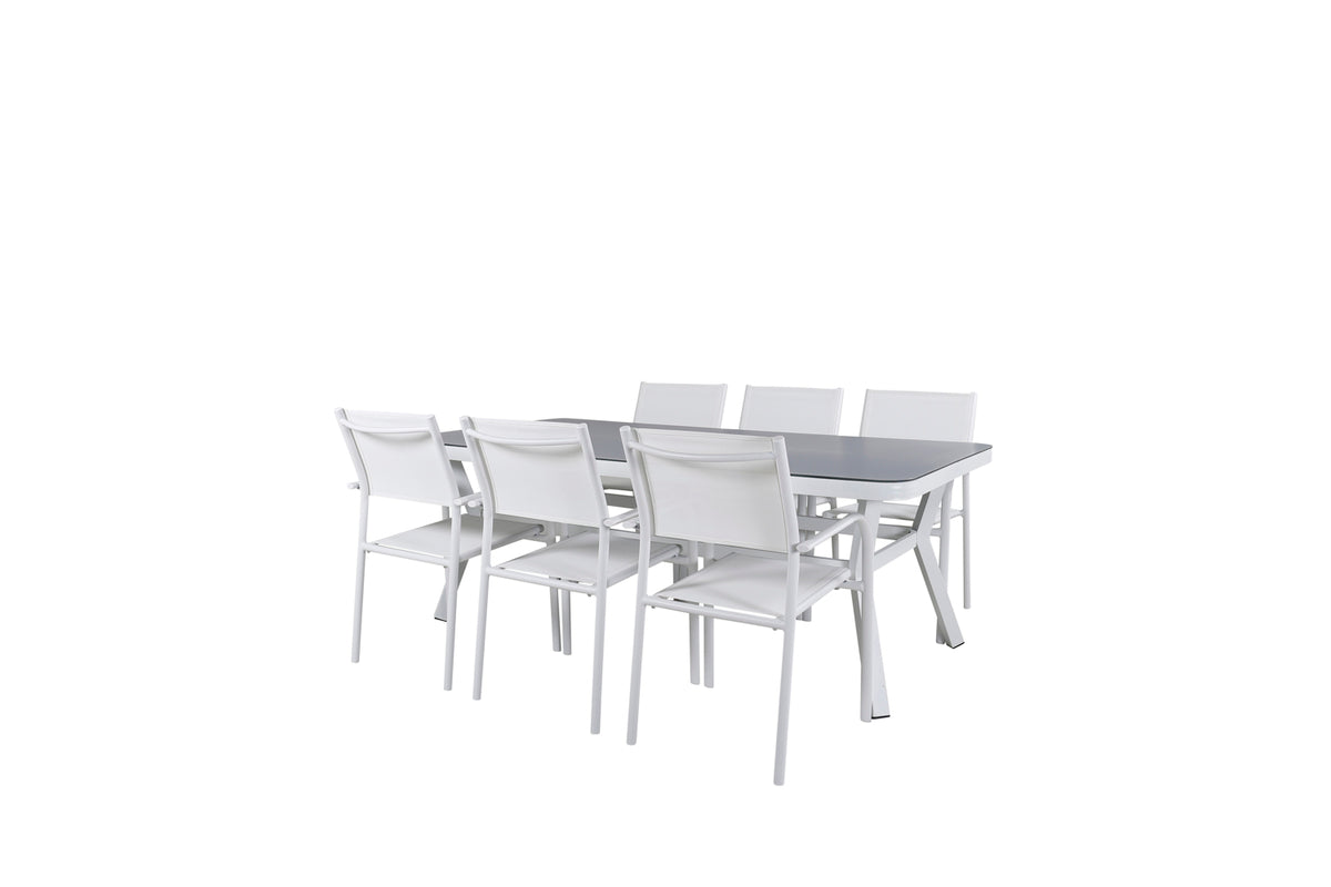 Venture Design Venture Home Virya & Santorini Matbord 200x100 + Matstolar Vit