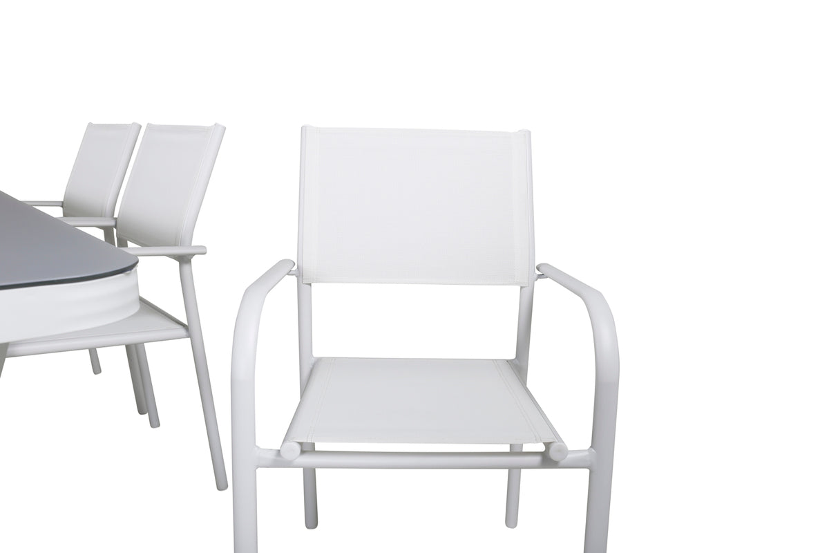 Venture Design Venture Home Virya & Santorini Matbord 200x100 + Matstolar Vit
