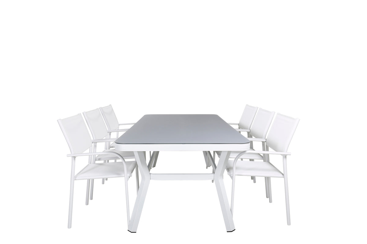 Venture Design Venture Home Virya & Santorini Matbord 200x100 + Matstolar Vit