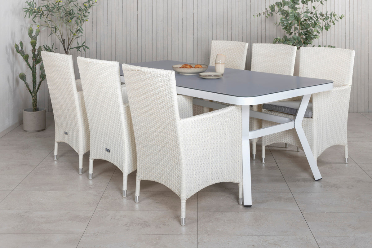 Venture Design Virya & Malin Matbord 200x100 + Matstolar Vit