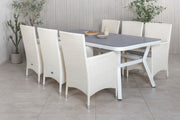Venture Design Virya & Malin Matbord 200x100 + Matstolar Vit