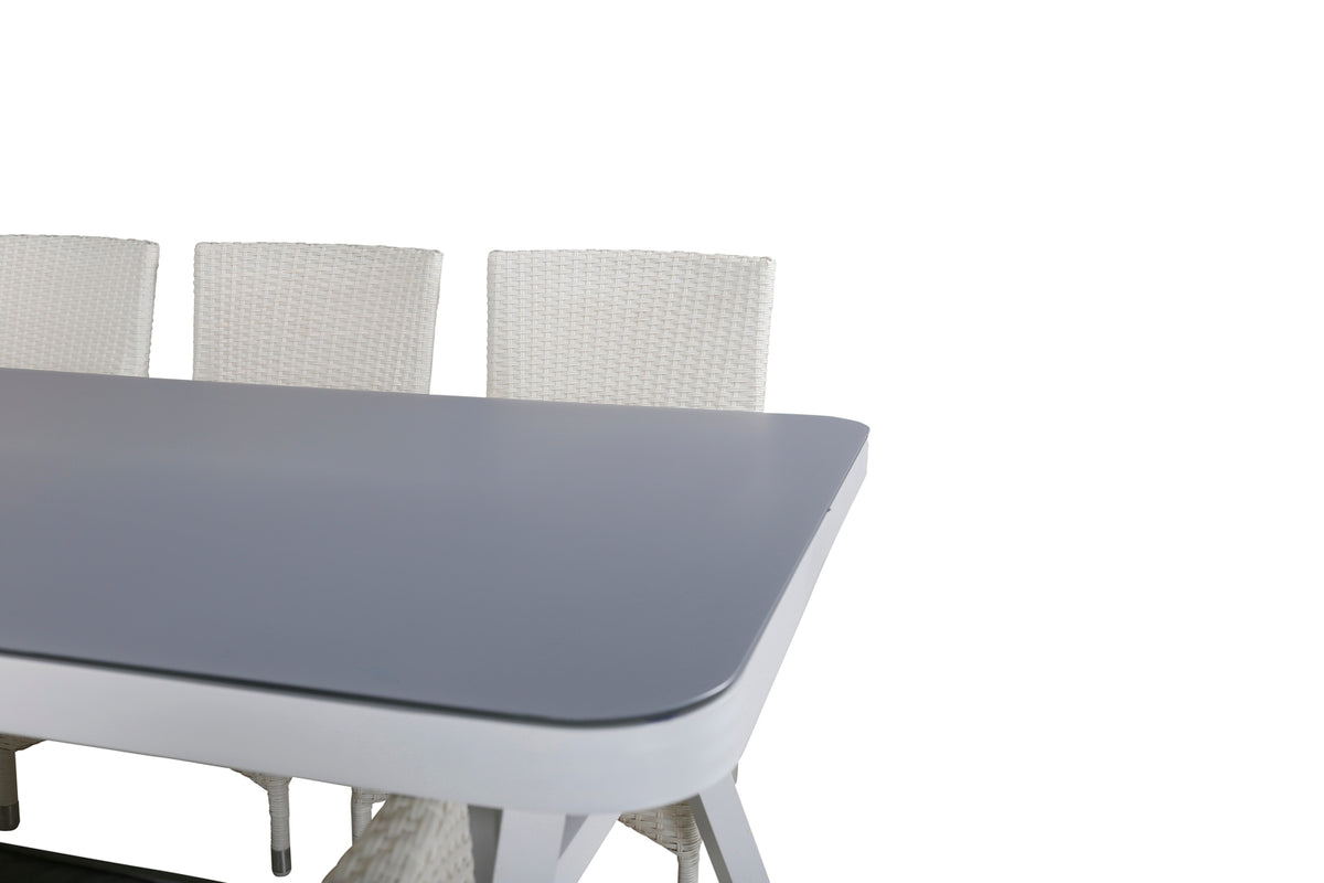 Venture Design Virya & Malin Matbord 200x100 + Matstolar Vit