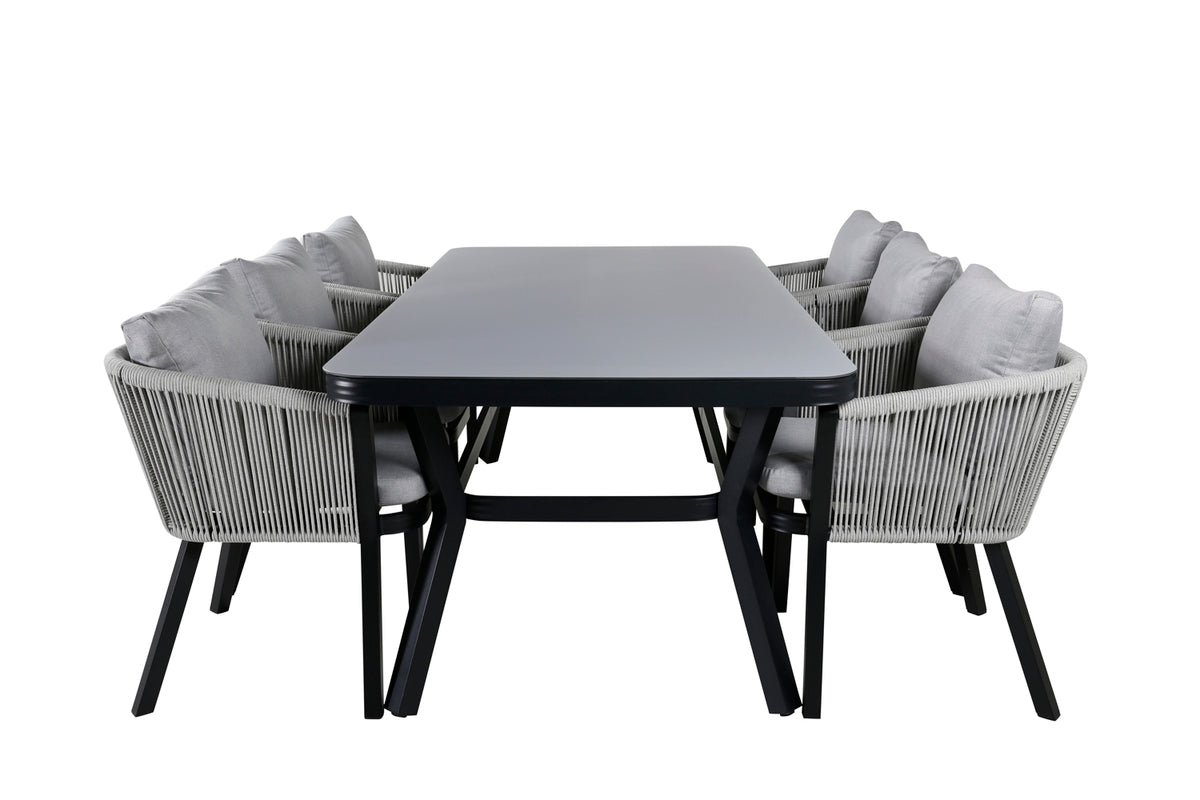 Venture Design Virya Rektangulära Matbord 200x100 Svart + Matstolar Svart