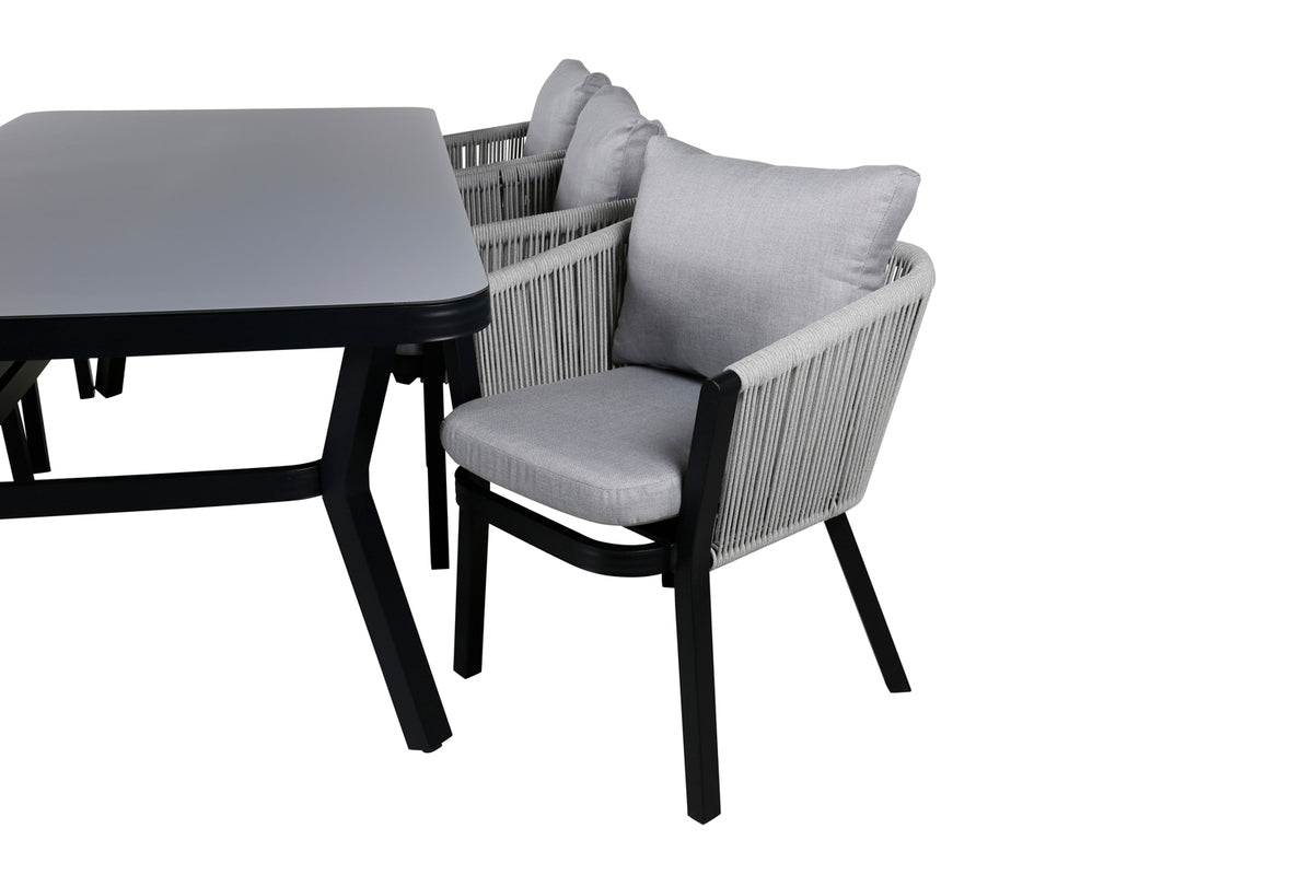 Venture Design Virya Rektangulära Matbord 200x100 Svart + Matstolar Svart