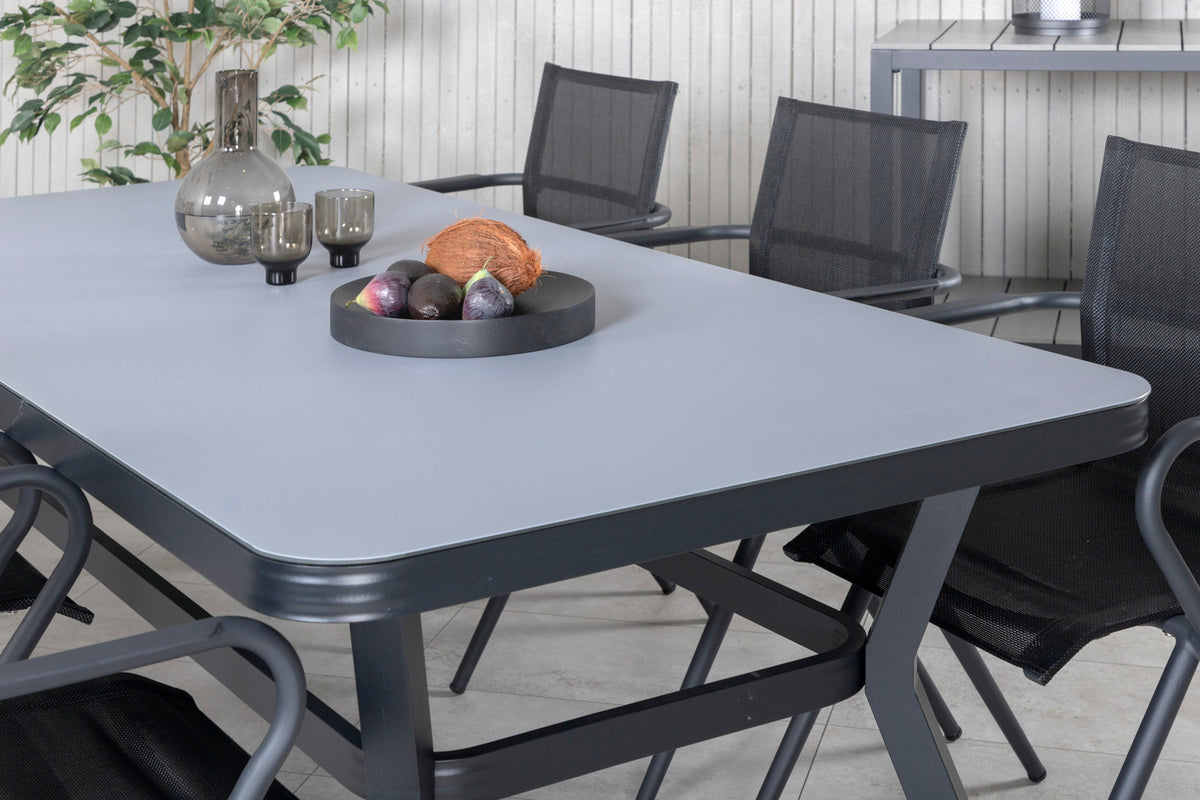 Venture Design Virya & Alina Matbord 200x100 + Matstolar Svart