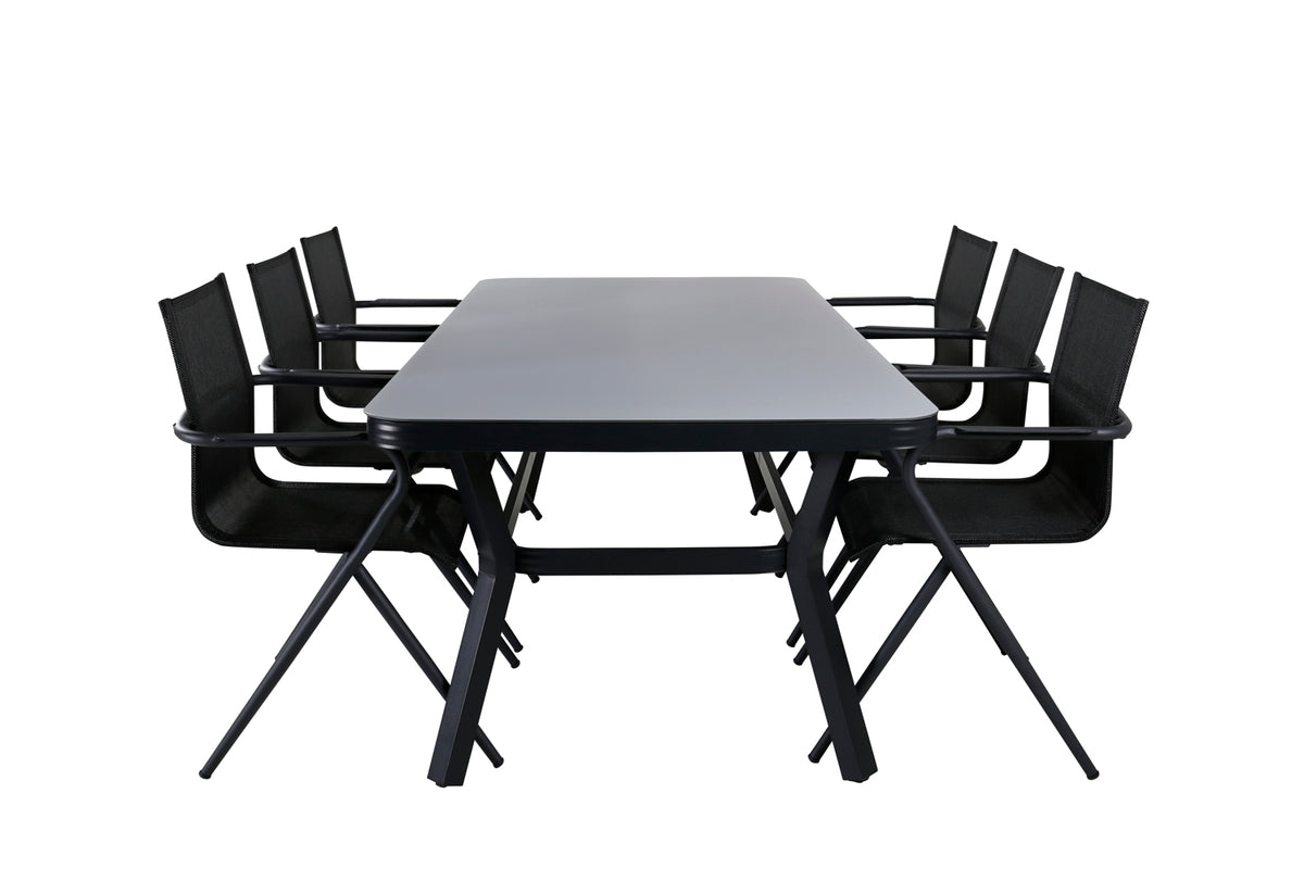 Venture Design Virya & Alina Matbord 200x100 + Matstolar Svart